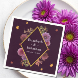 ロマンチックな秋の結婚ダリア スタンダードカクテルナプキン