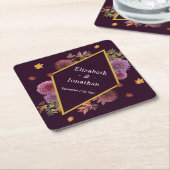 ロマンチックな秋の結婚ダリア ペーパーコースター (アングル)