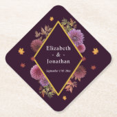 ロマンチックな秋の結婚ダリア ペーパーコースター (正面)