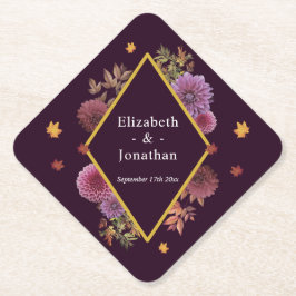 ロマンチックな秋の結婚ダリア ペーパーコースター