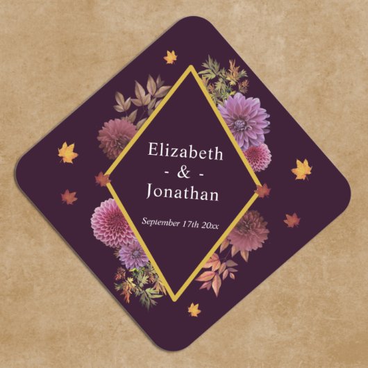 ロマンチックな秋の結婚ダリア ペーパーコースター