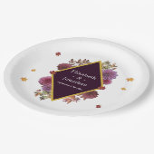 ロマンチックな秋の結婚ダリア ペーパープレート (アングル)