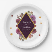 ロマンチックな秋の結婚ダリア ペーパープレート (正面)