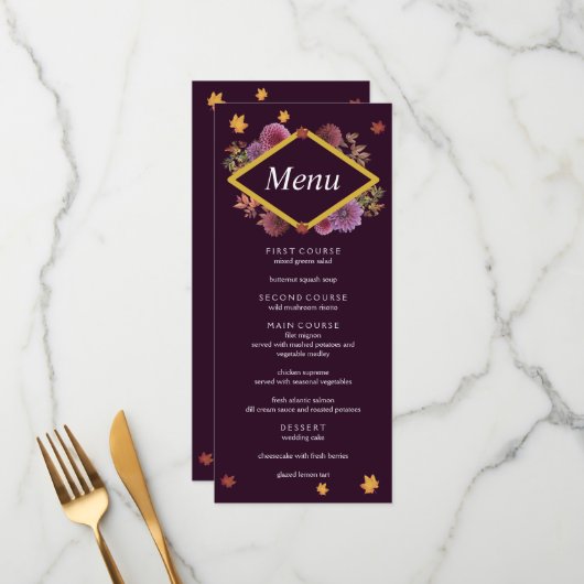 ロマンチックな秋の結婚ダリア メニュー (正面/裏面インサイチュ)