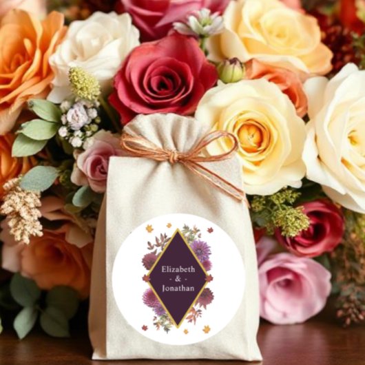 ロマンチックな秋の結婚ダリア ラウンドシール