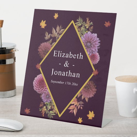 ロマンチックな秋の結婚ダリア 台座サイン (インサイチュ)