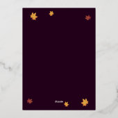 ロマンチックな秋の結婚ダリア 箔招待状 (裏面)