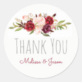 ロマンチックな秋の結婚式の水の色の花感謝していあなた ラウンドシール (正面)