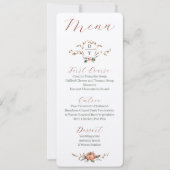 ロマンチックな秋の結婚式メニュー（オレンジとブルー） 招待状 (正面)