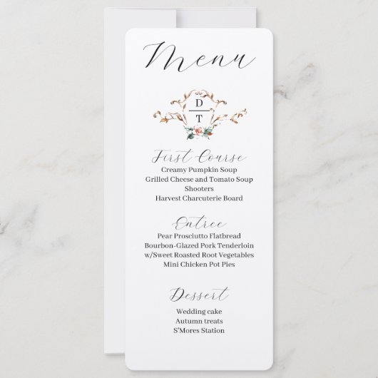 ロマンチックな秋の結婚式メニュー 招待状 (正面)