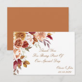 ロマンチックな秋の色のブライダルシャワー サンキューカード (正面/裏面)