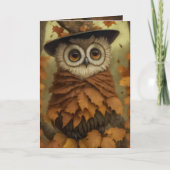 ロマンチックな秋フクロウ歌秋周年記念森 シーズンカード (正面)