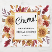 ロマンチックな秋フローラブライダルシャワーワインラベル スパークリングワインラベル (シングルラベル)