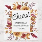 ロマンチックな秋フローラブライダルシャワーワインラベル ワインラベル (シングルラベル)