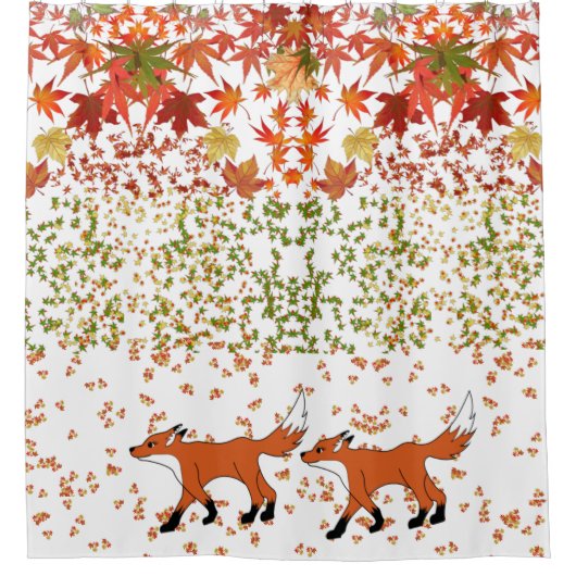 ロマンチックな秋メ葉エデルキツネ思い出に残るホームワイルド シャワーカーテン (正面)