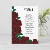 ロマンチックな秋結婚レッドローズのサイン席の表 招待状 (スタンド正面)
