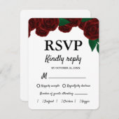 ロマンチックな秋結婚屋外の美しい赤いバラ 出欠カード (正面/裏面)