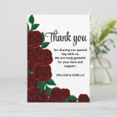 ロマンチックな秋結婚屋外の豪華な赤いバラ サンキューカード (スタンド正面)