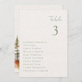 ロマンチックな秋結婚湖のテーブル席カード 招待状 (正面/裏面)