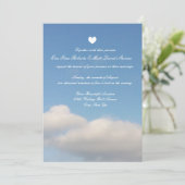 ロマンチックな空の白い雲の結婚式招待状 招待状 (スタンド正面)