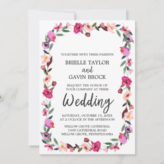 ロマンチックな童話のリース結婚ズ 招待状 (正面)