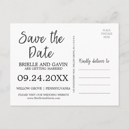 ロマンチックな童話の書記日付の写真を保存 案内ポストカード (裏面)