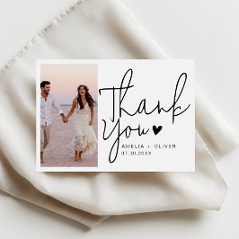ロマンチックな筆記体タイポグラフィの結婚式の写真 サンキューカード