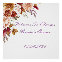ロマンチックな紅葉ブライダルシャワーウェルカムサイン ポスター