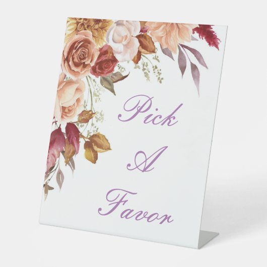 ロマンチックな紅葉ブライダルシャワーウェルカムサイン 台座サイン (正面)