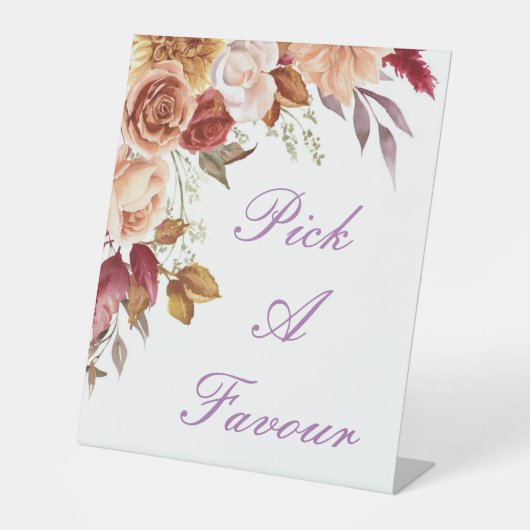 ロマンチックな紅葉ブライダルシャワーウェルカムサイン 台座サイン (正面)