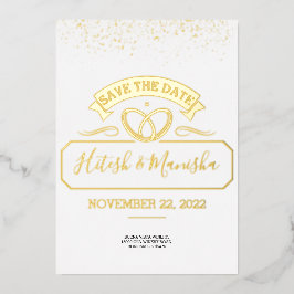 ロマンチックな紋章結婚ロゴの金ゴールドフォイル招待状 箔招待状