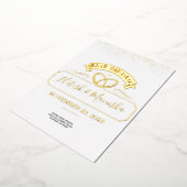 ロマンチックな紋章結婚ロゴの金ゴールドフォイル招待状 箔招待状 (回転した状態)