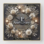 ロマンチックな紙デザインfor Anniversary スクエア壁時計 (正面)