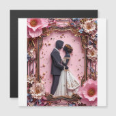 ロマンチックな紙結婚シルエットのシーン マグネット招待状 (正面/裏面)