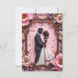 ロマンチックな紙結婚シルエットのシーン 招待状