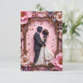 ロマンチックな紙結婚シルエットのシーン 招待状 (スタンド正面)