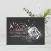 ロマンチックな素朴なメイソンの瓶とホタル結婚ズの 招待状 (スタンド正面)