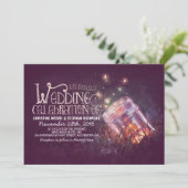 ロマンチックな素朴なメイソンの瓶とホタル結婚ズの 招待状 (スタンド正面)