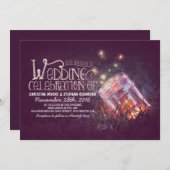 ロマンチックな素朴なメイソンの瓶とホタル結婚ズの 招待状 (正面/裏面)