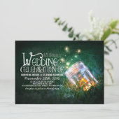 ロマンチックな素朴なメイソンの瓶とホタル結婚ズの 招待状 (スタンド正面)