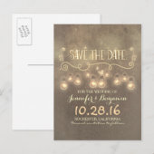 ロマンチックな素朴なヴィンテージは日付はがきを保存 案内ポストカード (正面/裏面)