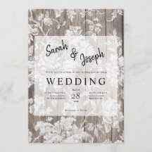 ロマンチックな素朴な花の木結婚式招待状