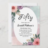 ロマンチックな素朴バラウォーターカラーフローラ誕生日 招待状 (正面)