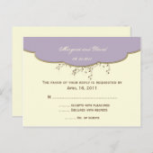 ロマンチックな紫とアイボリーRSVPはがき インビテーションポストカード (正面/裏面)