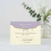 ロマンチックな紫とアイボリーRSVPはがき インビテーションポストカード (スタンド正面)