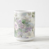 ロマンチックな紫とピンクの花 コーヒーマグカップ (中央)