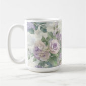 ロマンチックな紫とピンクの花 コーヒーマグカップ (左)