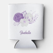 ロマンチックな紫と白のフローラの結婚植物学 缶クーラー (正面)