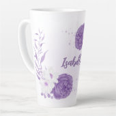 ロマンチックな紫と白の花 カフェラテマグ (左アングル)