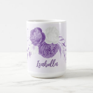 ロマンチックな紫と白の花 コーヒーマグカップ